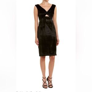 NWT Milly Mandy black sleeveless velvet midi dress Twisted front keyhole size 2